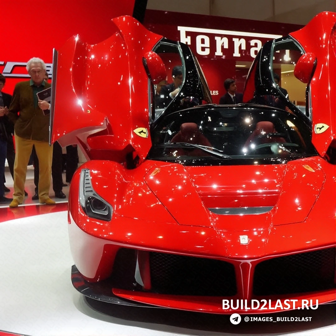 Черный и красный спорткар LaFerrari, вид с боковой стороны